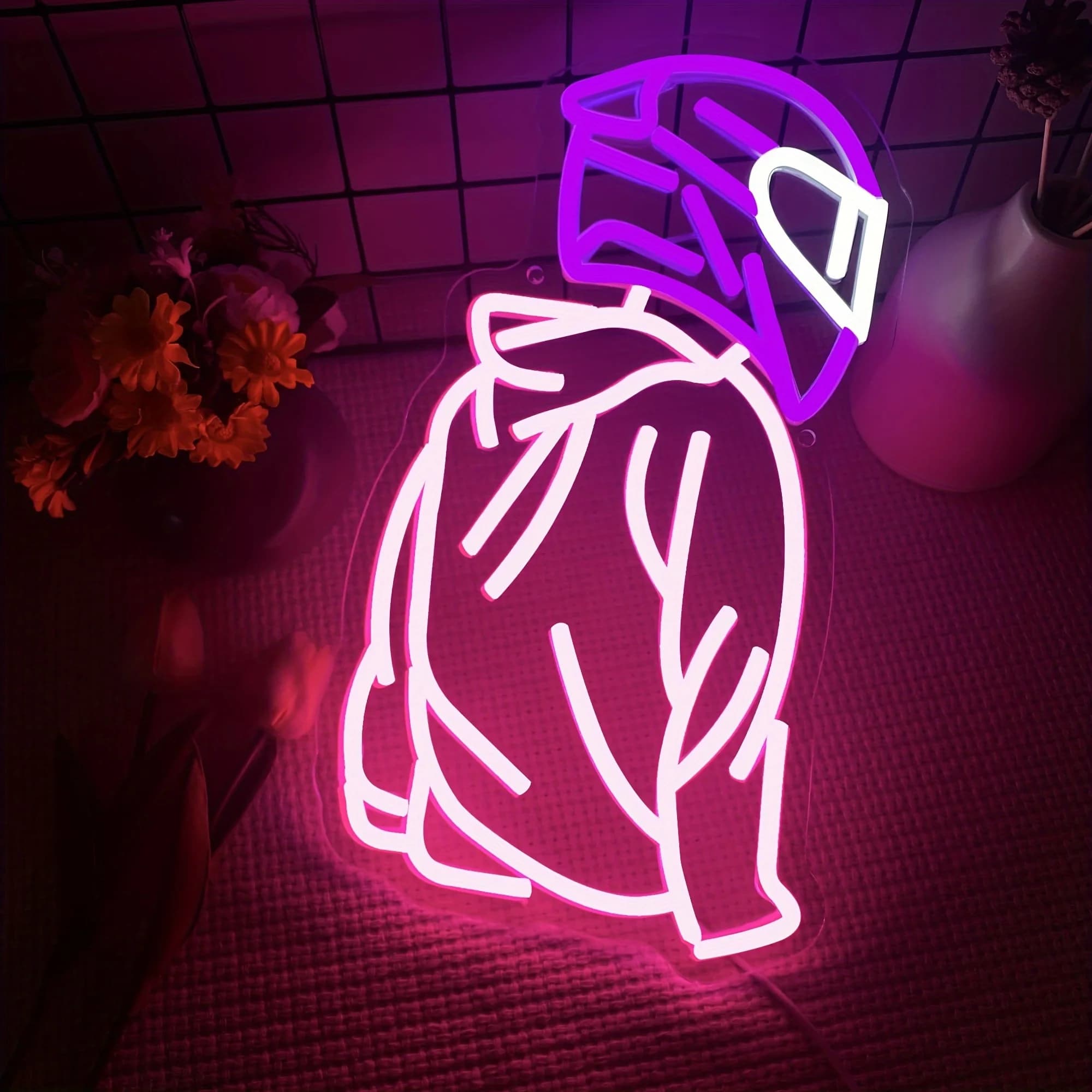 Insegna al Neon con Cappuccio da Ragazzo Anime, Decorazione per Camera da Letto per Adolescenti, Luce al Neon Dimmerabile Alimentata tramite USB per la Stanza degli Uomini, Decorazione per Sala Giochi, Stanza da Gioco Otaku