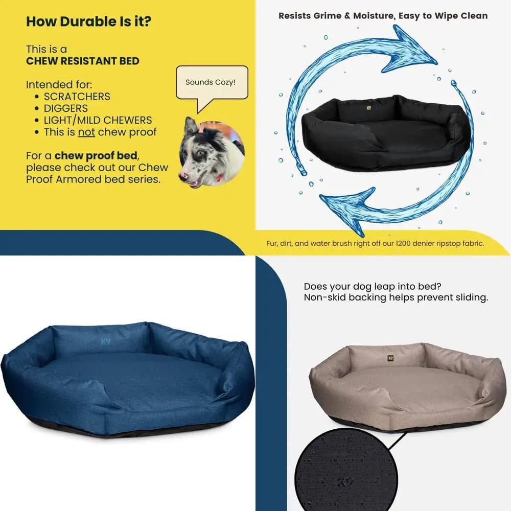Cuccia Ovale per Cani in Tessuto Ripstop Resistente, Design Accogliente, Antigraffio, Facile da Pulire - Piccola, Finitura Premium