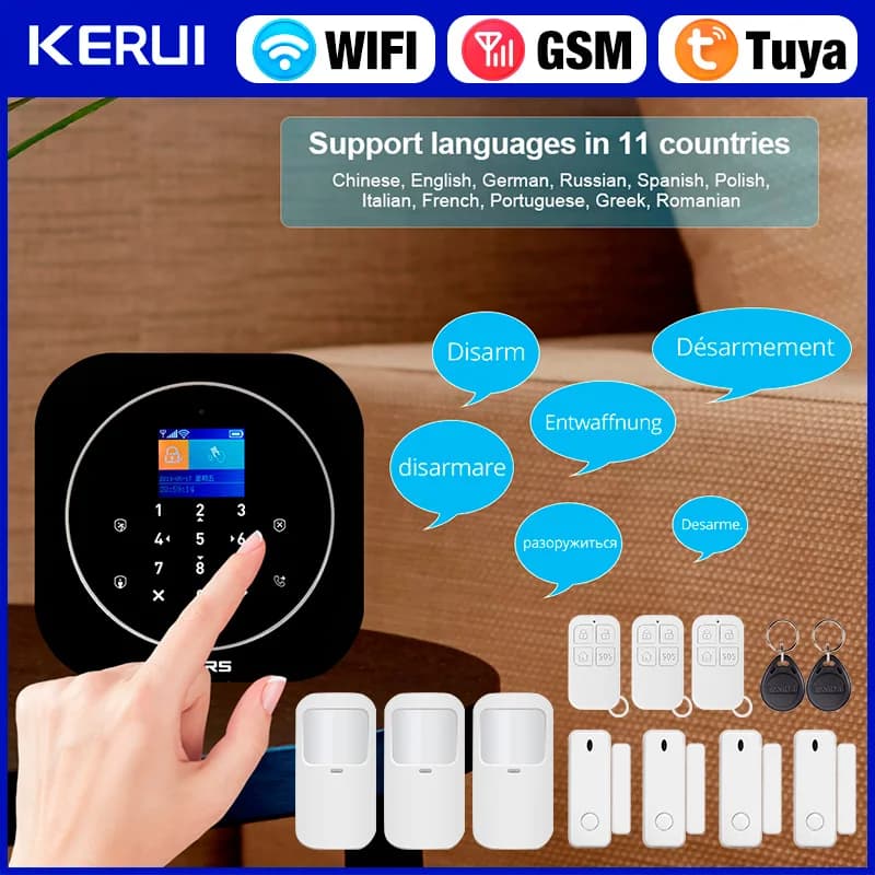 KERUI Sistema di allarme di sicurezza domestica wireless Alexa WiFi GSM Kit allarme domestico con rilevatore di sensori di movimento Tuya Smart/Smart Life