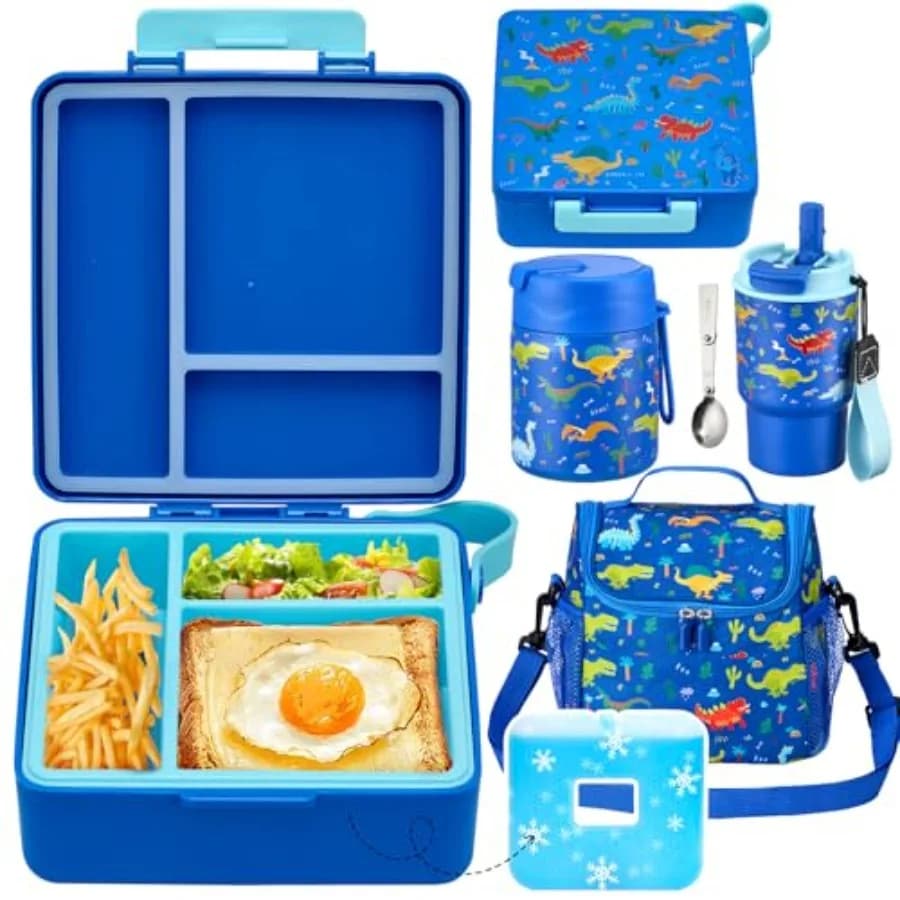 Lunch Box Set with Bento Box Container 17OZ Stainless Steel Food Soup Thermo Water Bottle and Portable Insulated Lunch Bag Leak