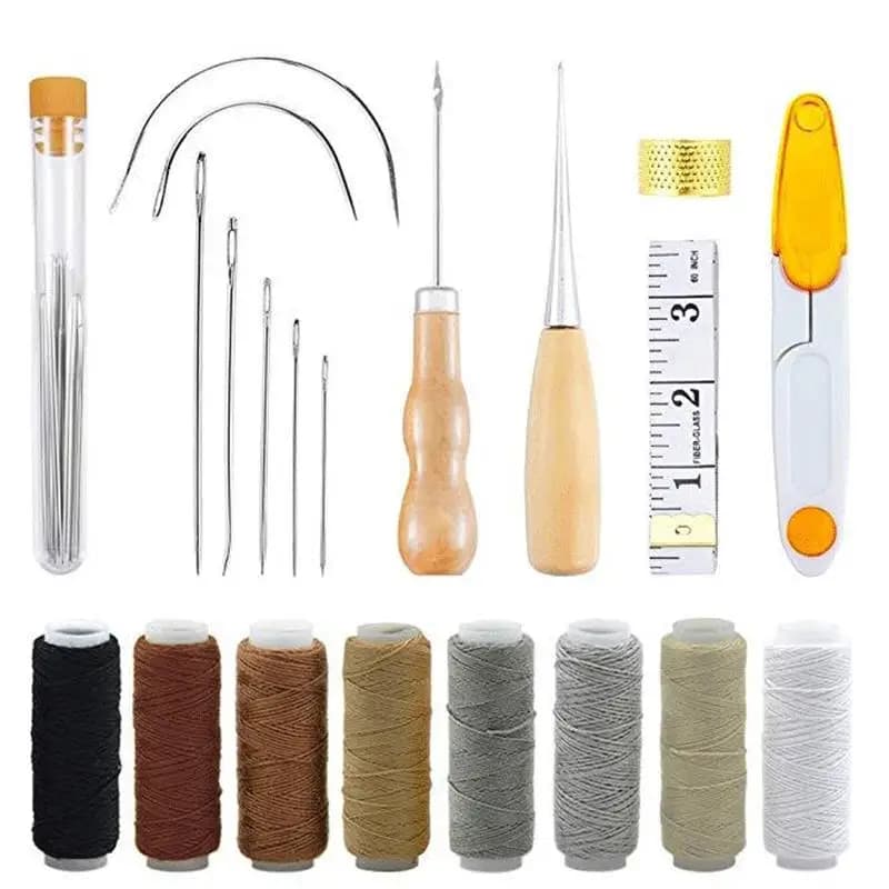 Kit per lavorazione del cuoio, set di aghi e filo per cucito a mano, per fai da te, strumenti per cucito tessile domestico, articoli in pelle MPPMCK FRX747