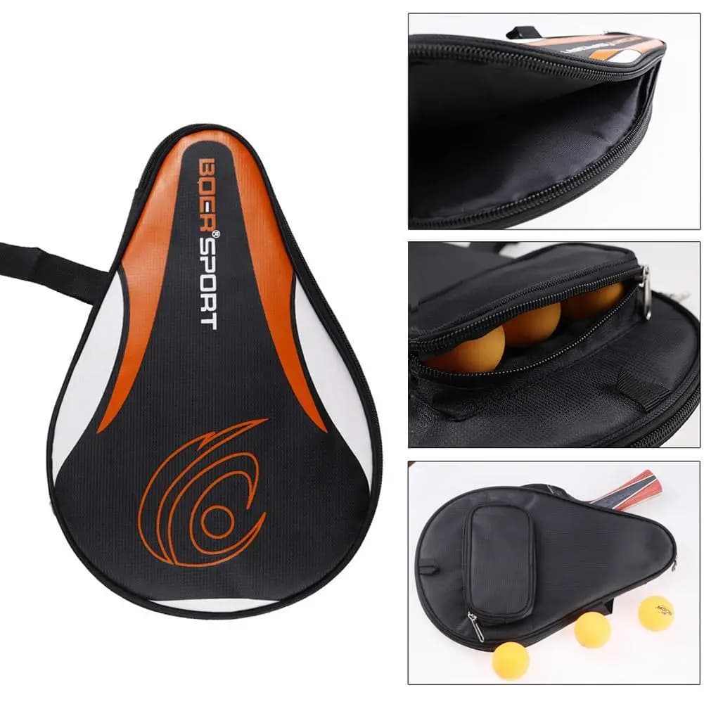 1 pcs 30x19cm Ping Pong Bat Bag Black/Blue Oxford Ping Pong Racket Bag for Blade Paddle Balls Storage