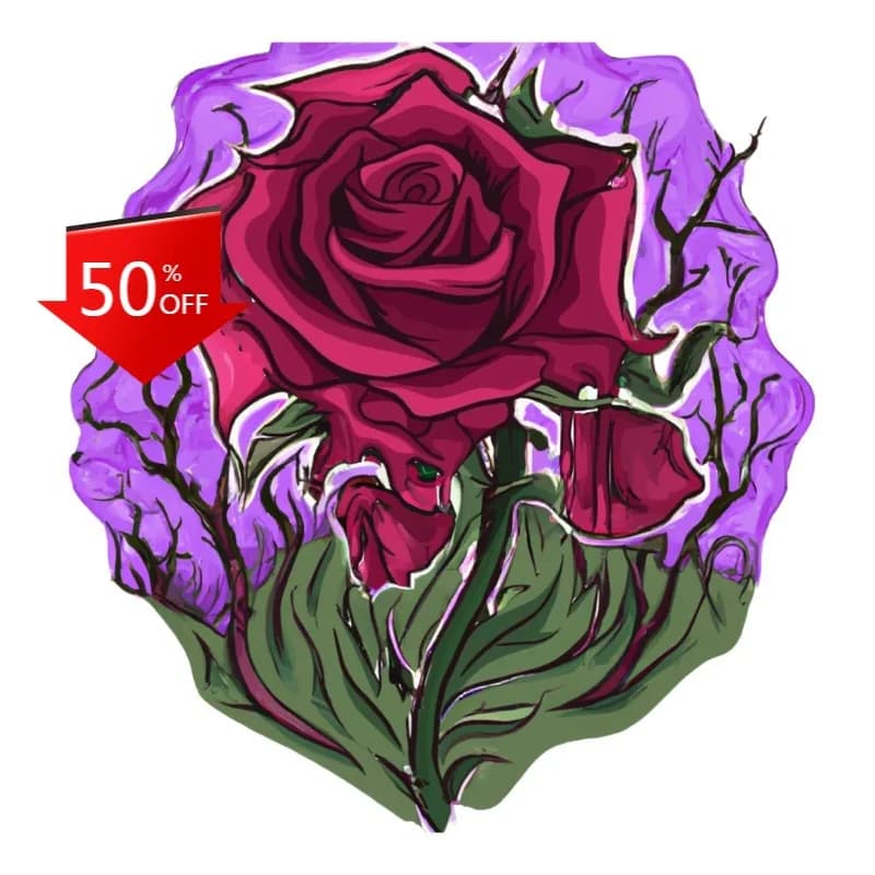 Adesivo Rosa con Effetto Goccia Viola, Graffiti Gotico, Spirale d'Amore, Accessori Floreali Artistici per Laptop, Finestrini e Parabrezza