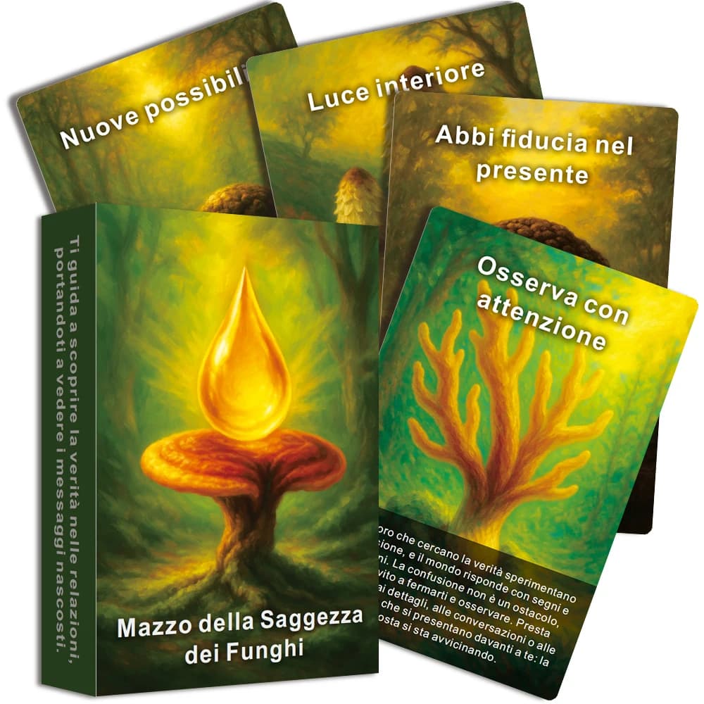 Carte Oracle della saggezza dei funghi italiani, sussurri dai funghi, chiarezza interna e crescita personale, 48 carte, 12*8 cm, regalo da gioco