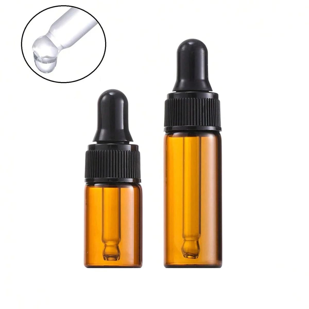 10 flaconi contagocce in vetro ambrato scuro da 1 ml 2 ml 3 ml 5 ml flaconi per tinture con contagocce per oli essenziali, profumo, olio per capelli,