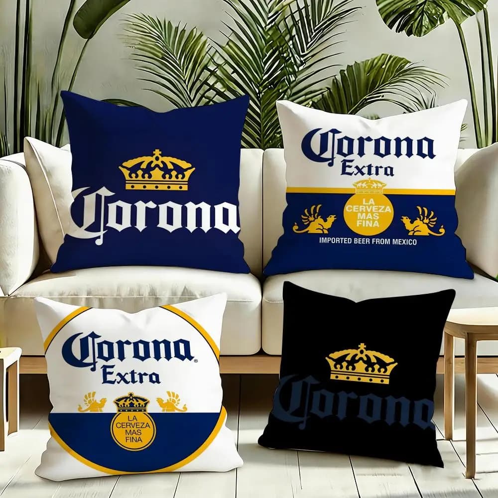 Fashion C-Corona Cushion Cover Silky Short Plush Invisible Zipper Dustproof Sofa Pillow Case for Home Decor