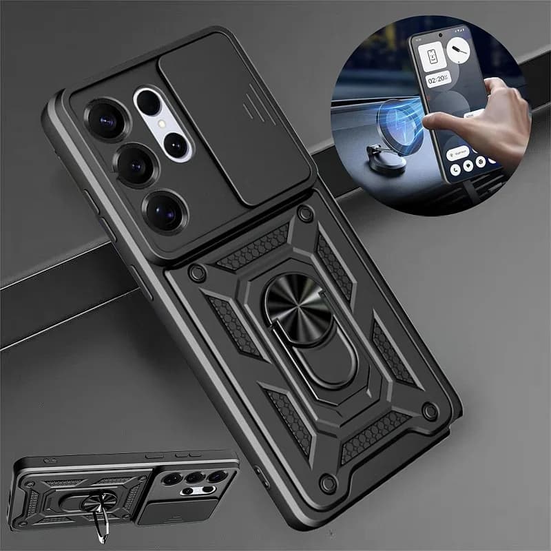 Custodia Antiurto Armor per Samsung Galaxy S26 Ultra S26 Plus S26Ultra 5G con Protezione Lente, Anello Magnetico e Supporto Integrato