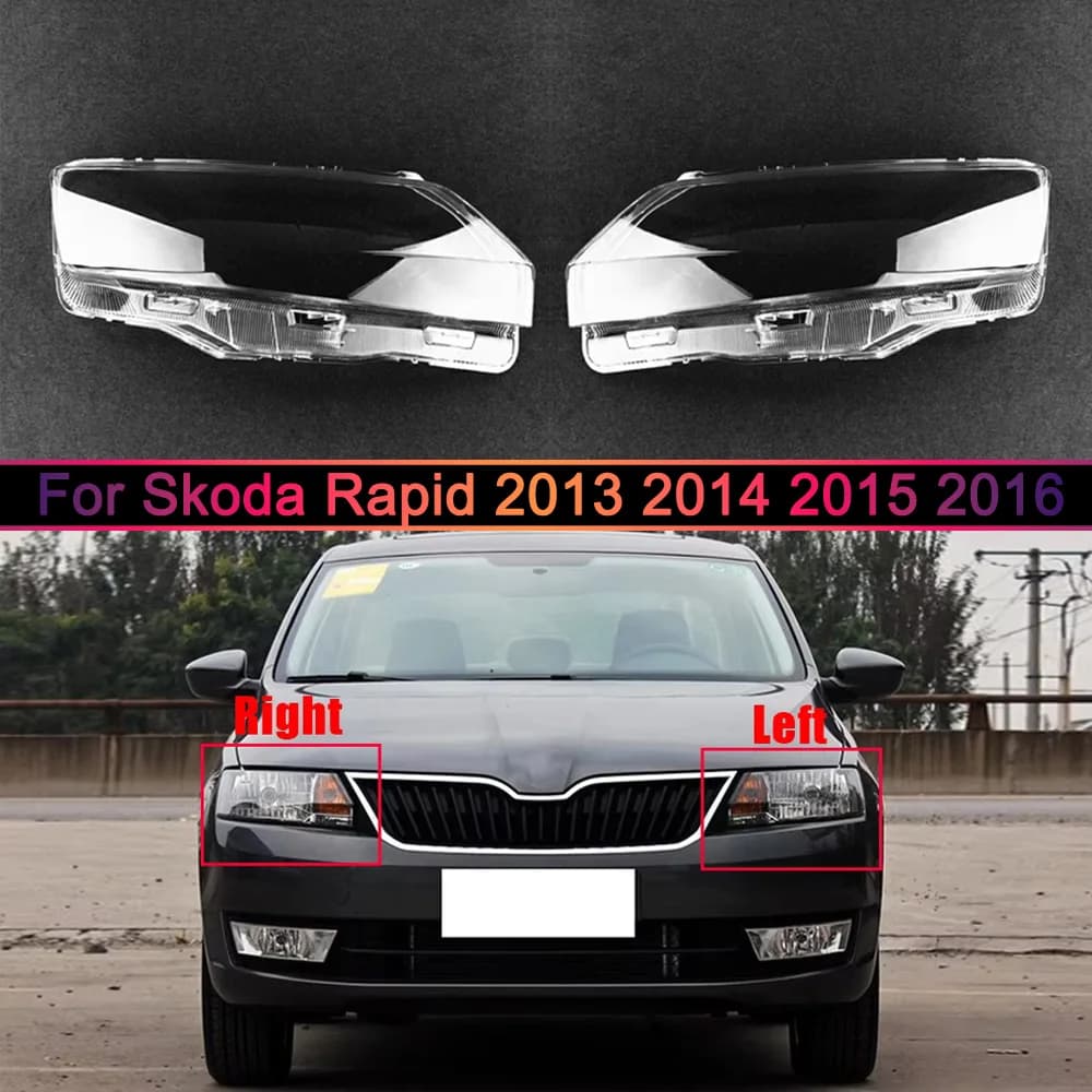 For Skoda Rapid 2013 2014 2015 2016 Headlights Cover Transparent Lamp Shade Headlamp Shell Plexiglass Replace Original Lampshade