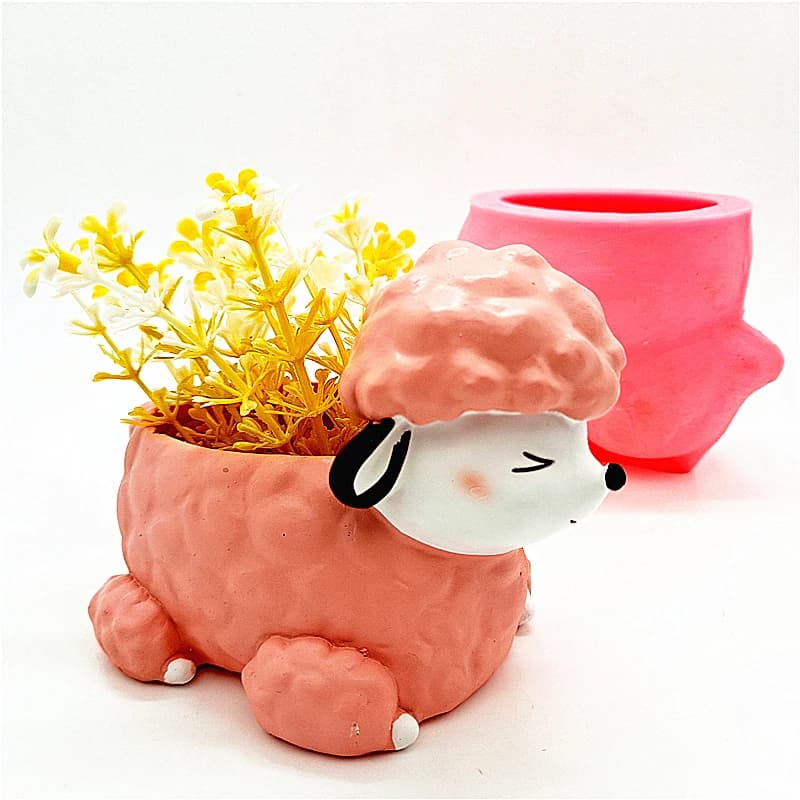 Silicone Mold 3D Flower Pot Poodle Gypsum Resin Candle Concrete Crystal Epoxy Tool DIY Handmade Handicraft Ornament