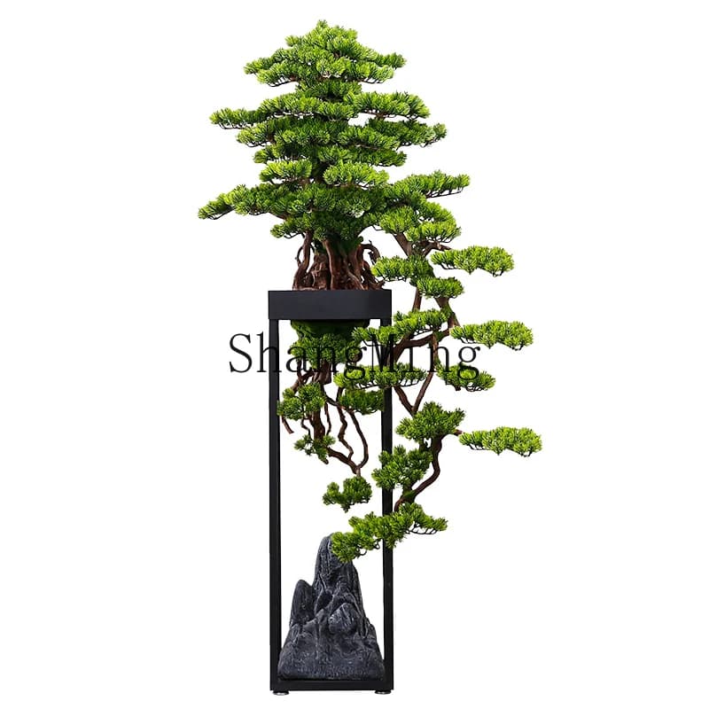 LXY New Chinese Simulation Plant Bonsai False Tree Green Plant Vase Plant Floor Decoration