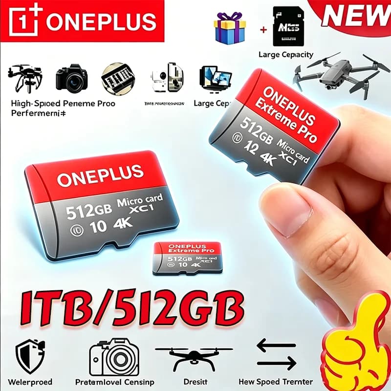 Oneplus Micro SD Card 1TB High Speed TF Flash Card Memory Card NEW 128GB 256GB 512GB U3 V60 8K Full HD For GoPro Action Camera