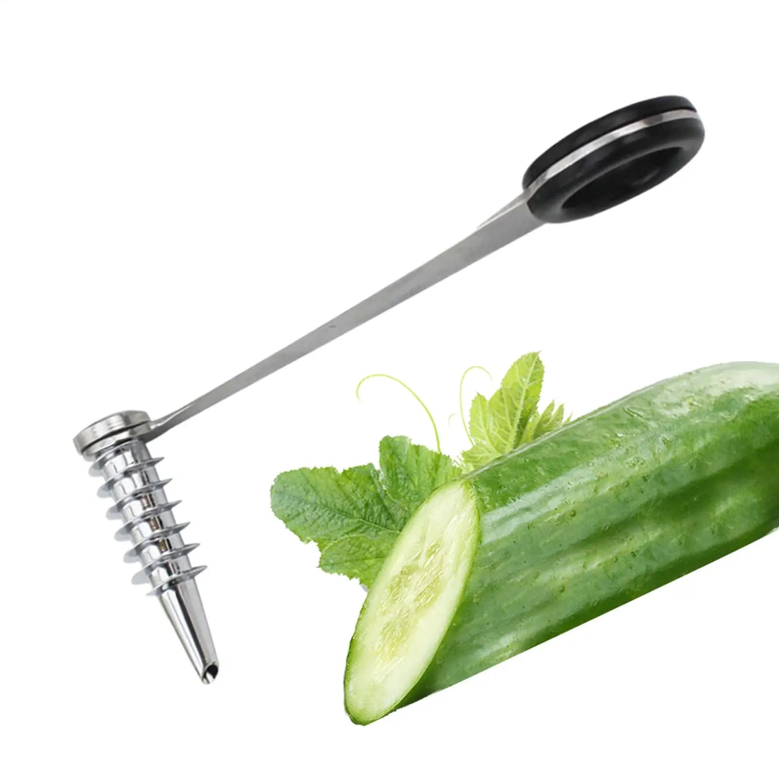 Affettatrice a spirale in acciaio inossidabile Lama Cetriolo Carota Patate Verdura Coltello a spirale Utensile da cucina Bigodino Accessorio da cucina portatile
