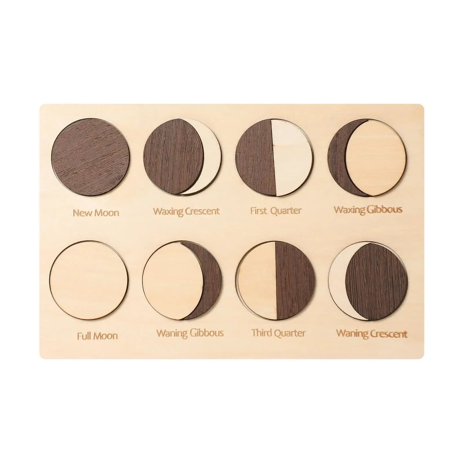 Puzzle in legno con blocchi di legno giocattolo per la cognizione della luna per bambini, ragazzi, ragazze, neonati
