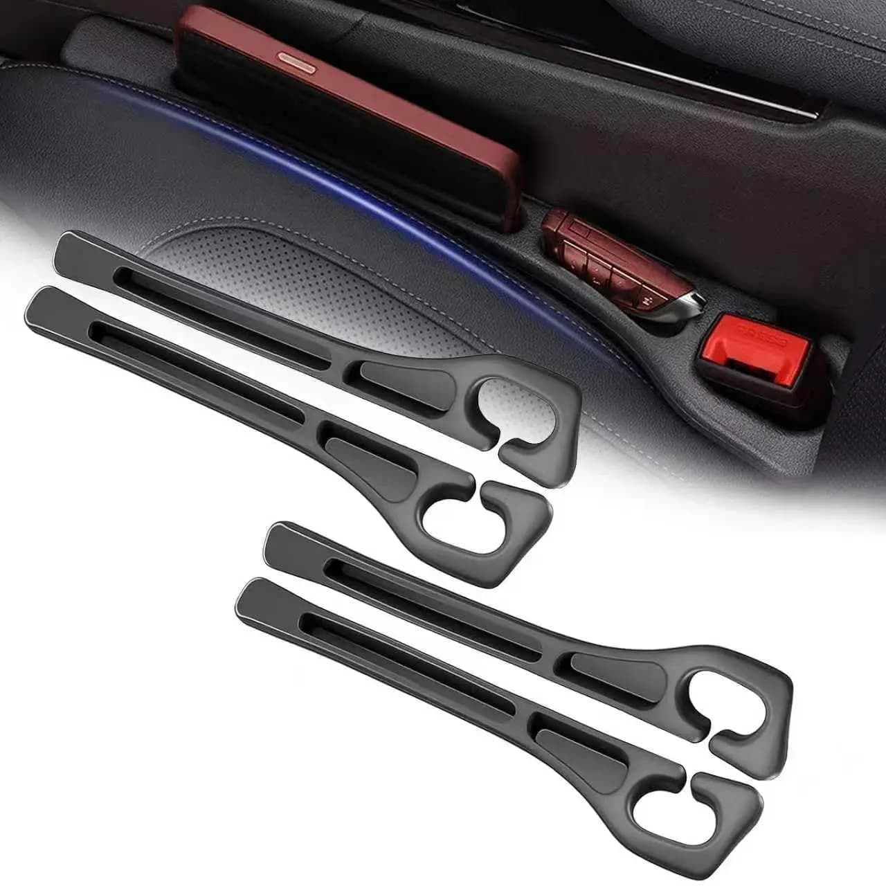 Organizer per Sedile Auto 4 Pezzi, Universale, Anti-Perdita, con Vano Portaoggetti, Nero