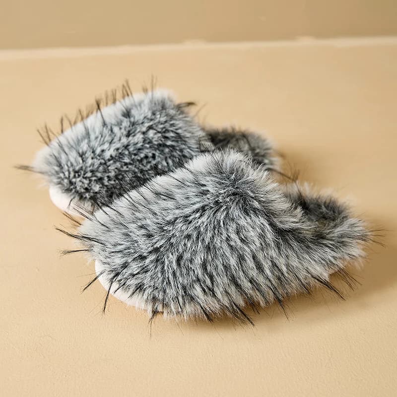Pantofole da donna soffici invernali appartamenti per la casa scarpe da donna di design di lusso moda casual peluche eleganti scivoli in pelliccia sfocata per interni morbidi