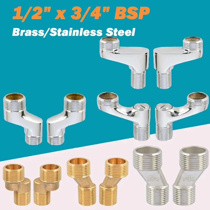 1/2 "x 3/4" BSP Maschio Rubinetto Riduttore Bagno Doccia Tubo Riduzione Gambe del Cane Eccentrico Angolo Curvo Vite Piede Accessori