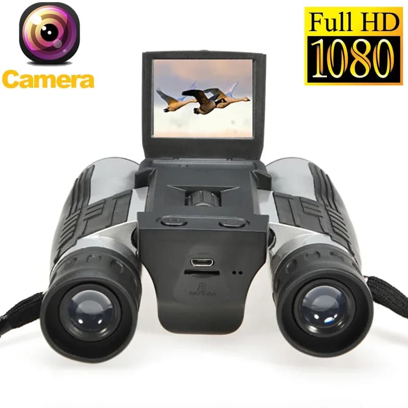 Telescopio binoculare digitale con zoom 12x32 Sensore CMOS da 5 MP 2.0 ''TFT Full HD 1080p DVR Registrazione video fotografica Binocolo USB