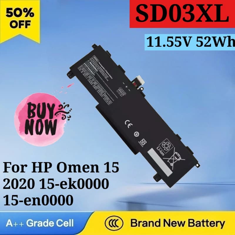 SD03XL 11.55V 52Wh Battery for HP Omen 15 2020 15-ek0000 15-en0000 HSTNN-OB1R L84357-AC1 L84394-005 TPN-Q236 Q2 Laptop Battery