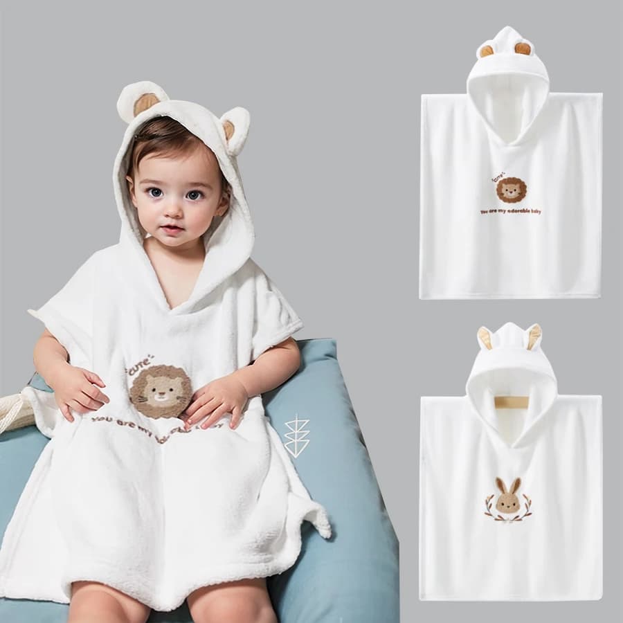 Accappatoio con Cappuccio per Neonati, Asciugamano da Bagno per Bambini, Accappatoio Super Morbido, Asciugamano Assorbente ad Asciugatura Rapida, Asciugamano da Spiaggia Estivo