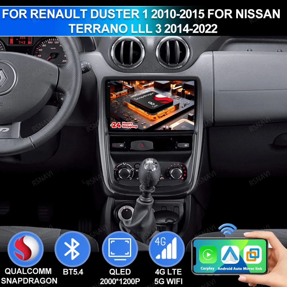 Android 15 For Renault Duster 1 2010-2015 For Nissan Terrano Lll 3 2014-2022 DSP GPS Autoradio 4G LTE BT Autoradio QLED Qualcomm