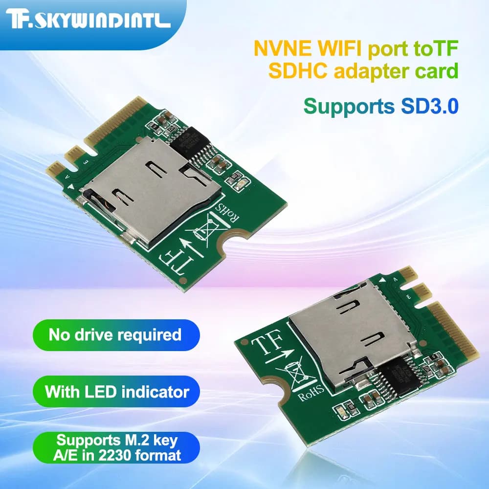 La chiave M.2 A+E al lettore di schede Micro SD/SDHC/TF USB3.0 supporta il convertitore di dimensioni 2230 con indicatore LED per computer portatili