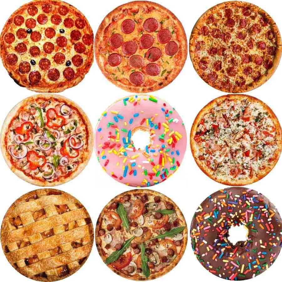 Stampa alimentare morbida calda accogliente flanella tortilla pizza coperta forma rotonda divano in lana plaid peluche copriletto coperte invernali