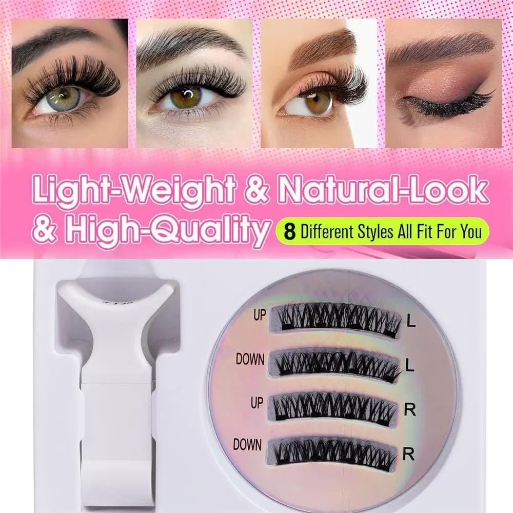 Suction Magnetic Eyelash with Applicator, Fixed Position, Without Colla, Magnetic Fin Eyelash Set, Easy to Remove, Natural
