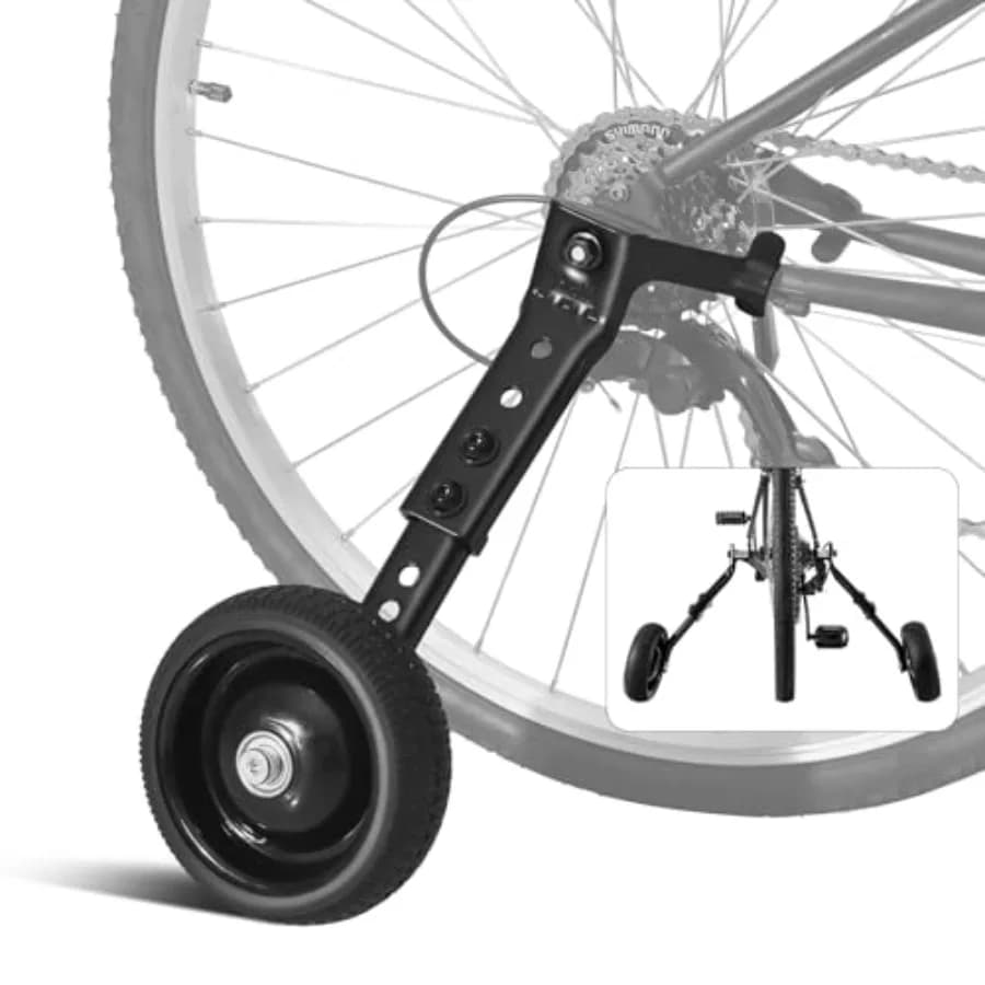 Ruote da allenamento regolabili per biciclette per adulti, adatte a bici da 24 a 28 pollici, struttura in acciaio, 1 paio - Sicure e stabili per l'apprendimento e l'allenamento