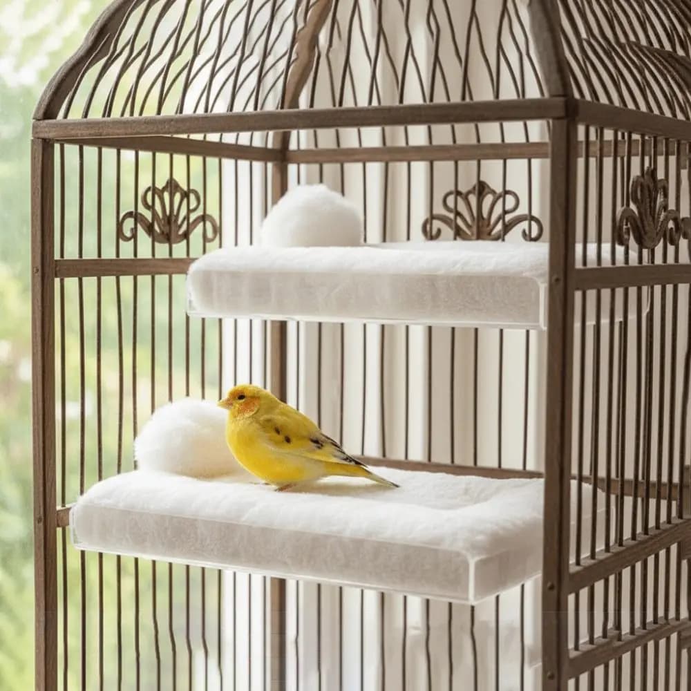 Piattaforma Calda per Pappagalli, Supporto per il Riposo degli Uccelli in Acrilico Rimovibile, Comodo Letto Lavabile per Pappagalli, Gabbie per Uccelli Domestici