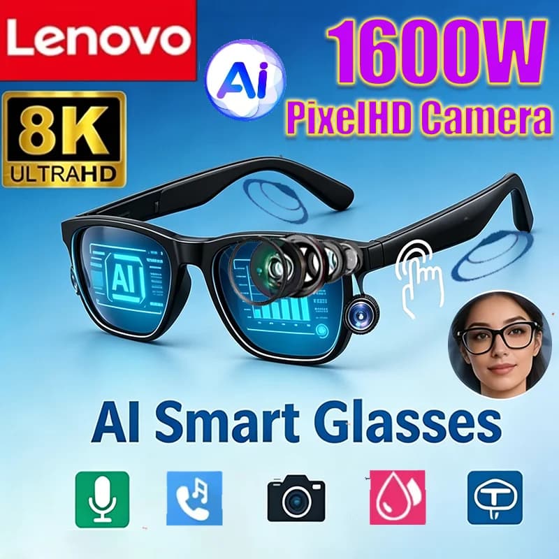 Lenovo AI Smart Sunglasses 8K Touch Control Photo Camera Recording Translator Voice Assistant Music Wireless Glasses NEW