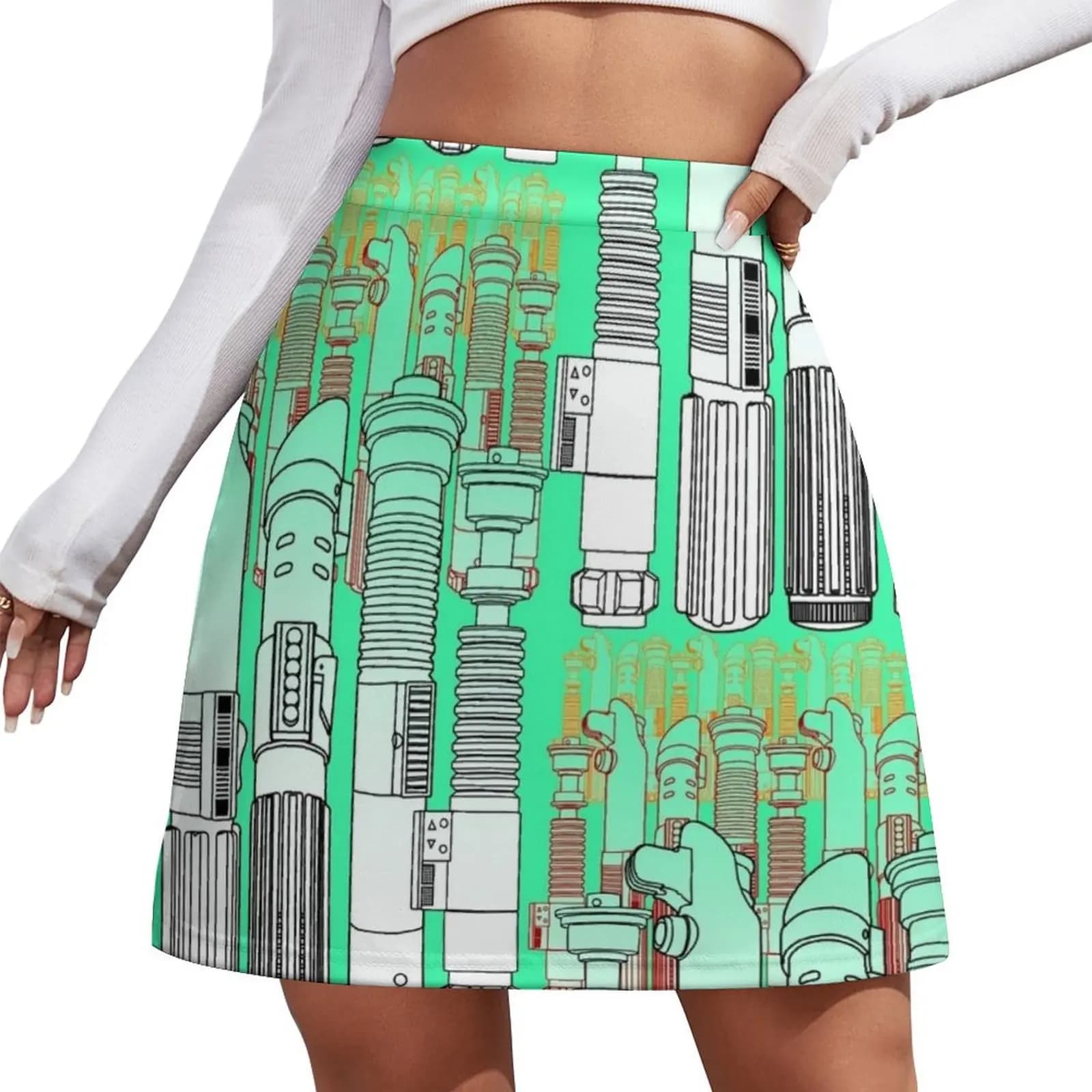 Minigonna con impugnature a lama laser, abbigliamento fairy core da donna, minigonna estiva 2026