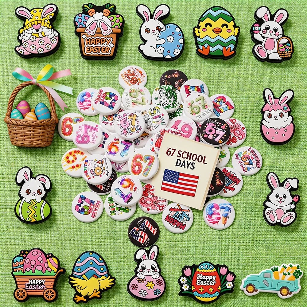 10 Pezzi Perline in Silicone a Tema Pasquale, Gnomi, Uova di Pasqua, Coniglietti, Pulcini Colorati, Perline Focali per Catenelle Portaciuccio, Collane e Massaggiagengive
