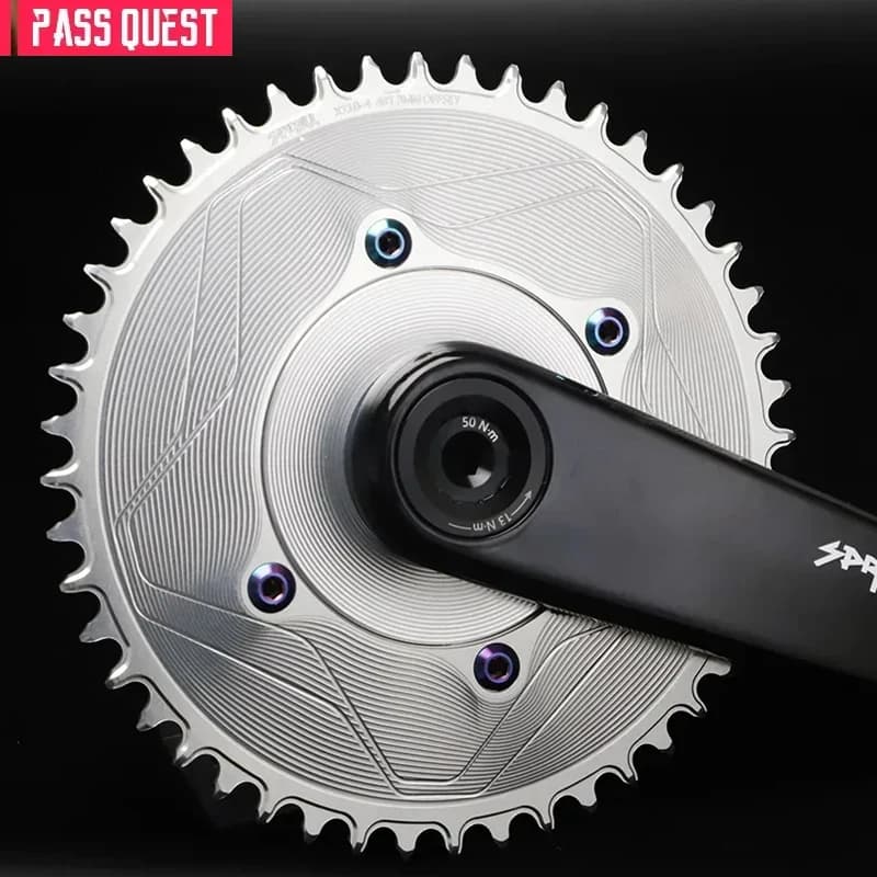 SPRILL 110BCD 3 mm offset (4 bulloni AERO) 40-58T Corona tonda stretta larga argento e nera