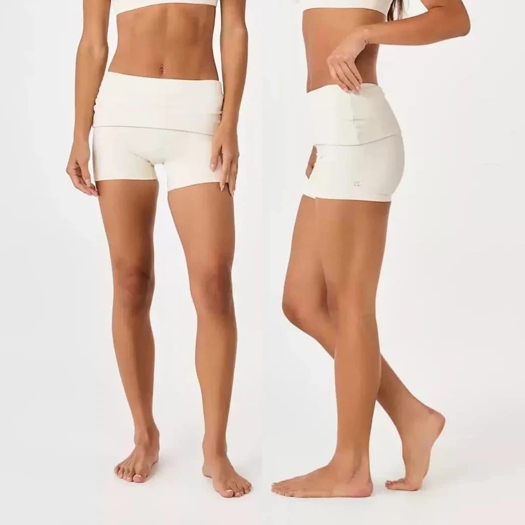 Pantaloncini Yoga CSB a Vita Alta con Arricciatura, Effetto Nudo, Sollevamento Glutei, Asciugatura Rapida, per Palestra, Pilates, Donna, Stile Biker
