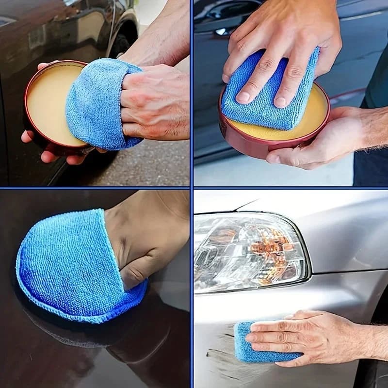 Kit di applicatori per cera per auto da 8 pezzi - Applicatore in microfibra da 5 pollici, tampone rettangolare in schiuma detergente, 4 pezzi rotondi e 4 pezzi rettangolari