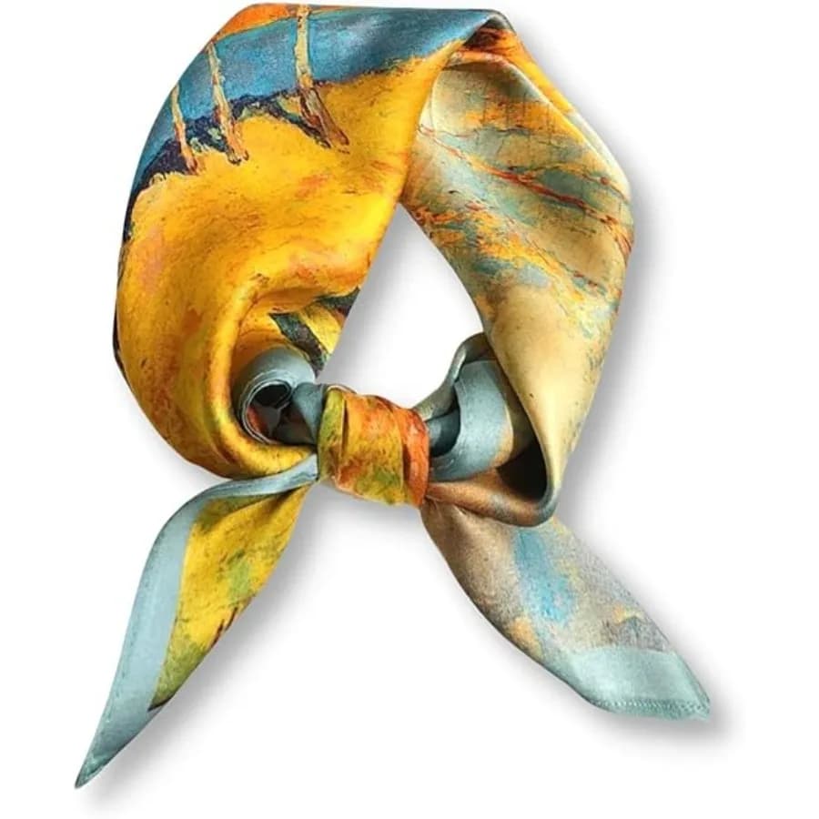 100% Pure Mulberry Silk Square Scarf 26"x26" Women Neckerchief Headscarf Gift Packed, U2 - Autumn Painting