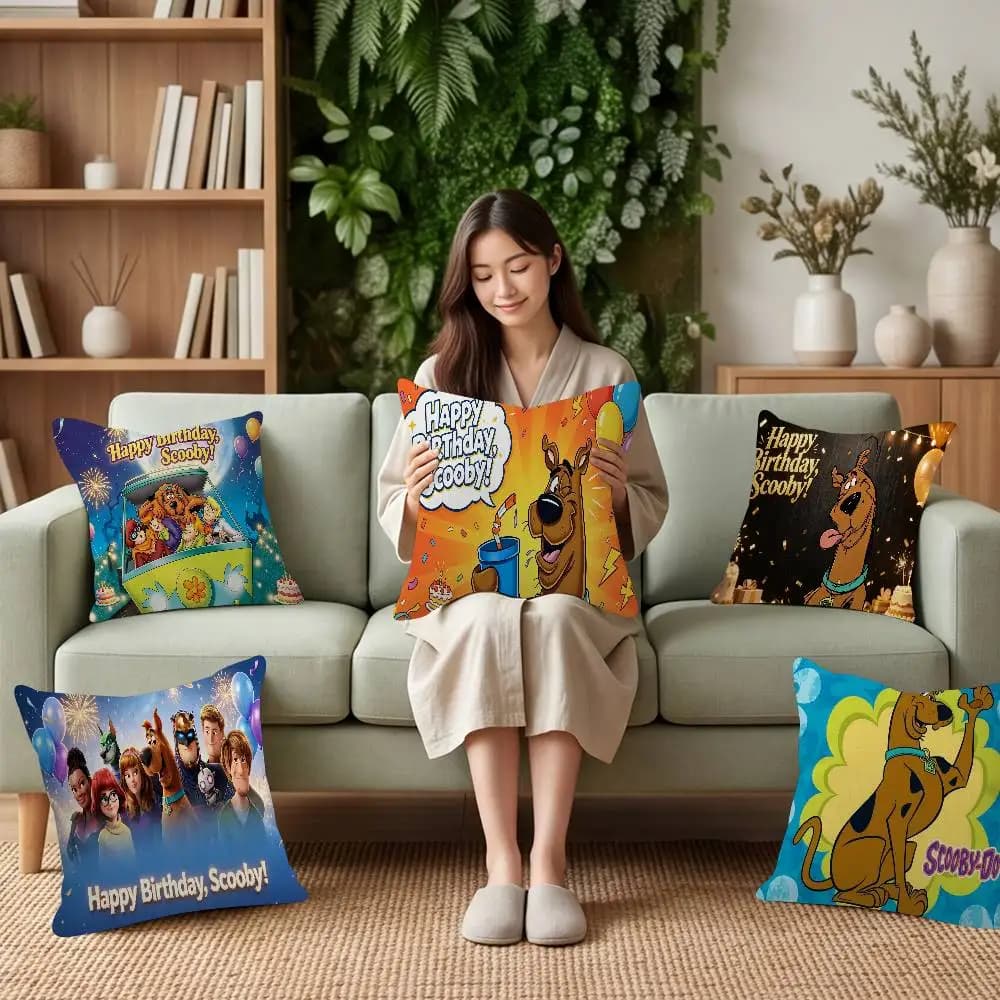 S-Scoobys Cartoon D-Doos Decorative Room Aesthetics Pillow Case Home Decor Bedroom Sofa Bed Couch Pillow Cover 45x45