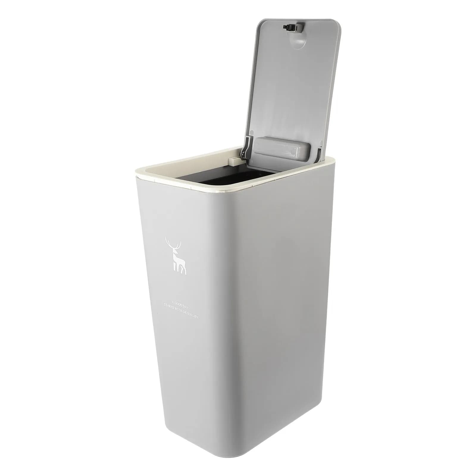 Household Push Type Trash Can Thickened Wear-Resistant PP Bathroom Lid Garbage Bin Compact Narrow Waste Basket for Bedroom