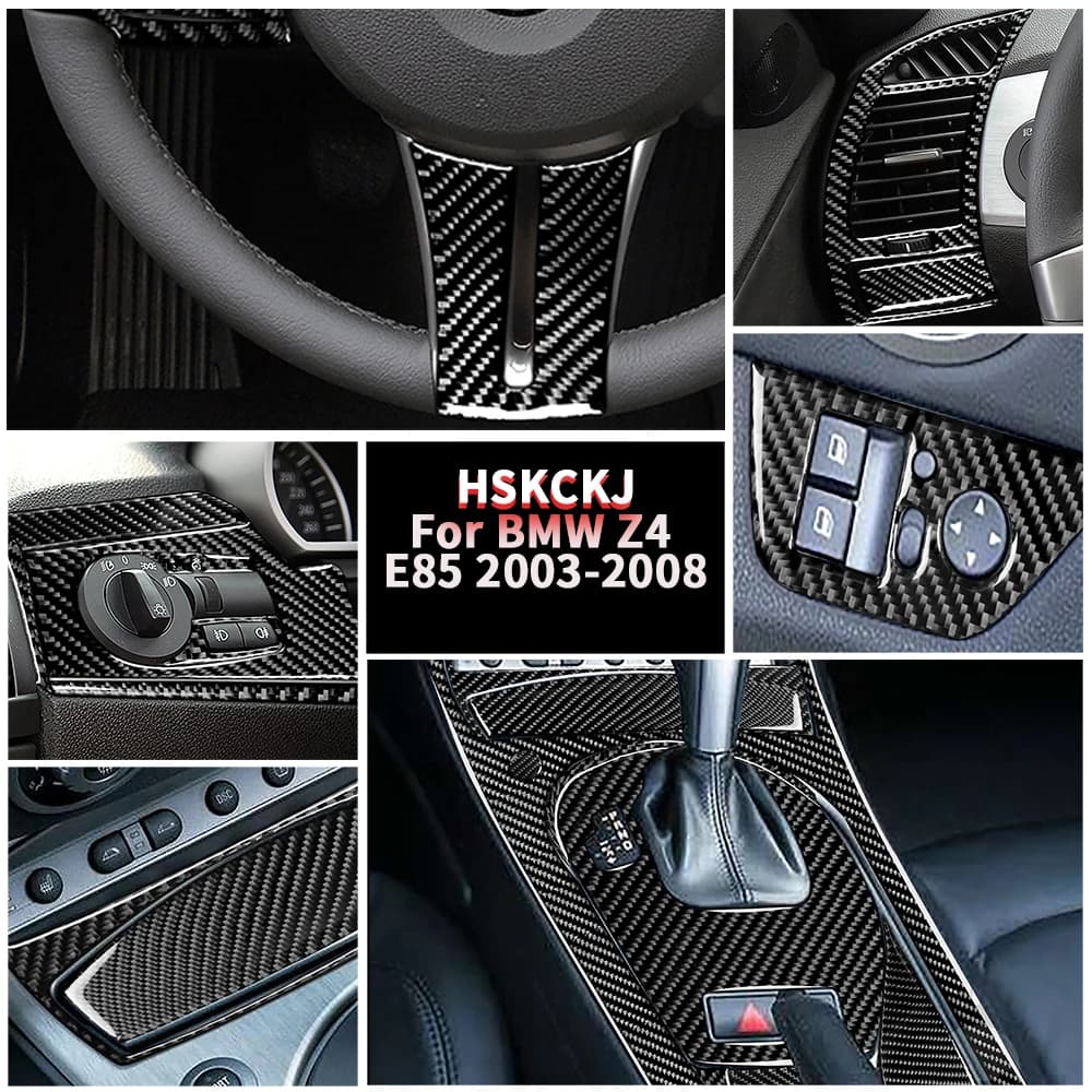 Per BMW Z4 E85 E86 2003—2008 Accessori Auto In Fibra di Carbonio Auto Play Telaio Specchio Portabicchieri Pannello Faro Trim Adesivo Modificato