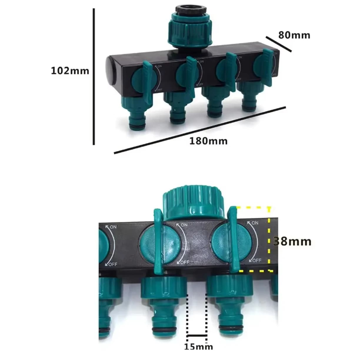 1PC 4-Way Water Splitters 1" to 3/4" to 1/2" Thread European Standard Thread Garden Irrigation Watering Connector Fittings Valve
