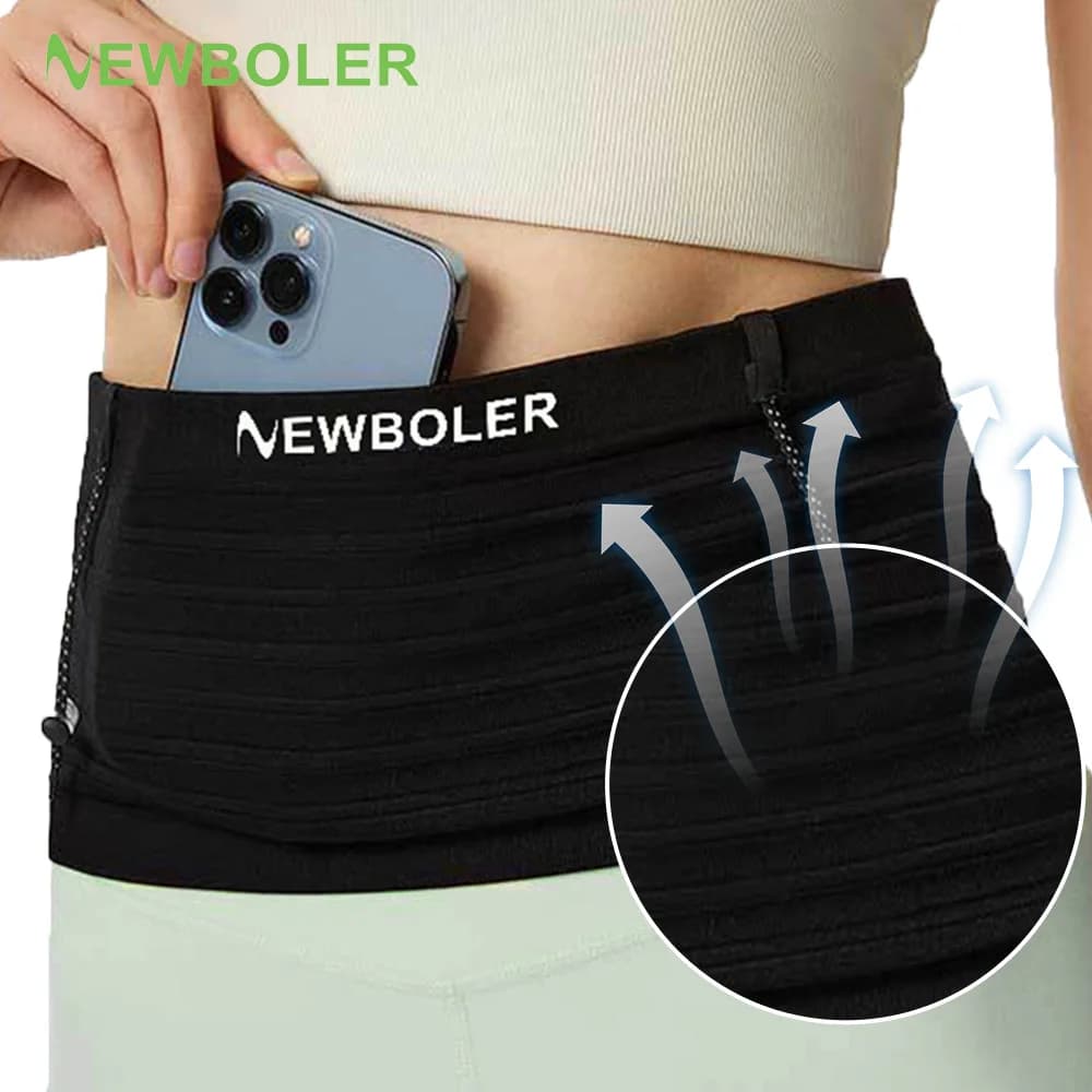 NEWBOLER Elastic Sports Waist Bag Lightweight Running Waist with race number for mountaineering bag for cycling, marathon, triathlon