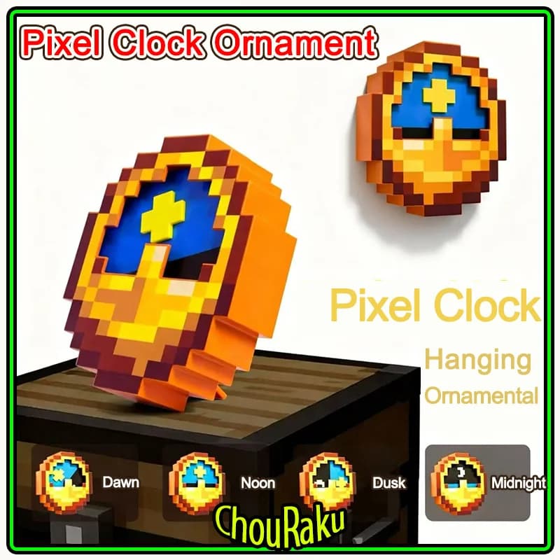 Cartoon Pixel Style Orologio stampato in 3D Ornamento da tavolo Timer da parete o da tavolo Modello Decorazioni per la casa Regalo creativo Formato 12/24 ore