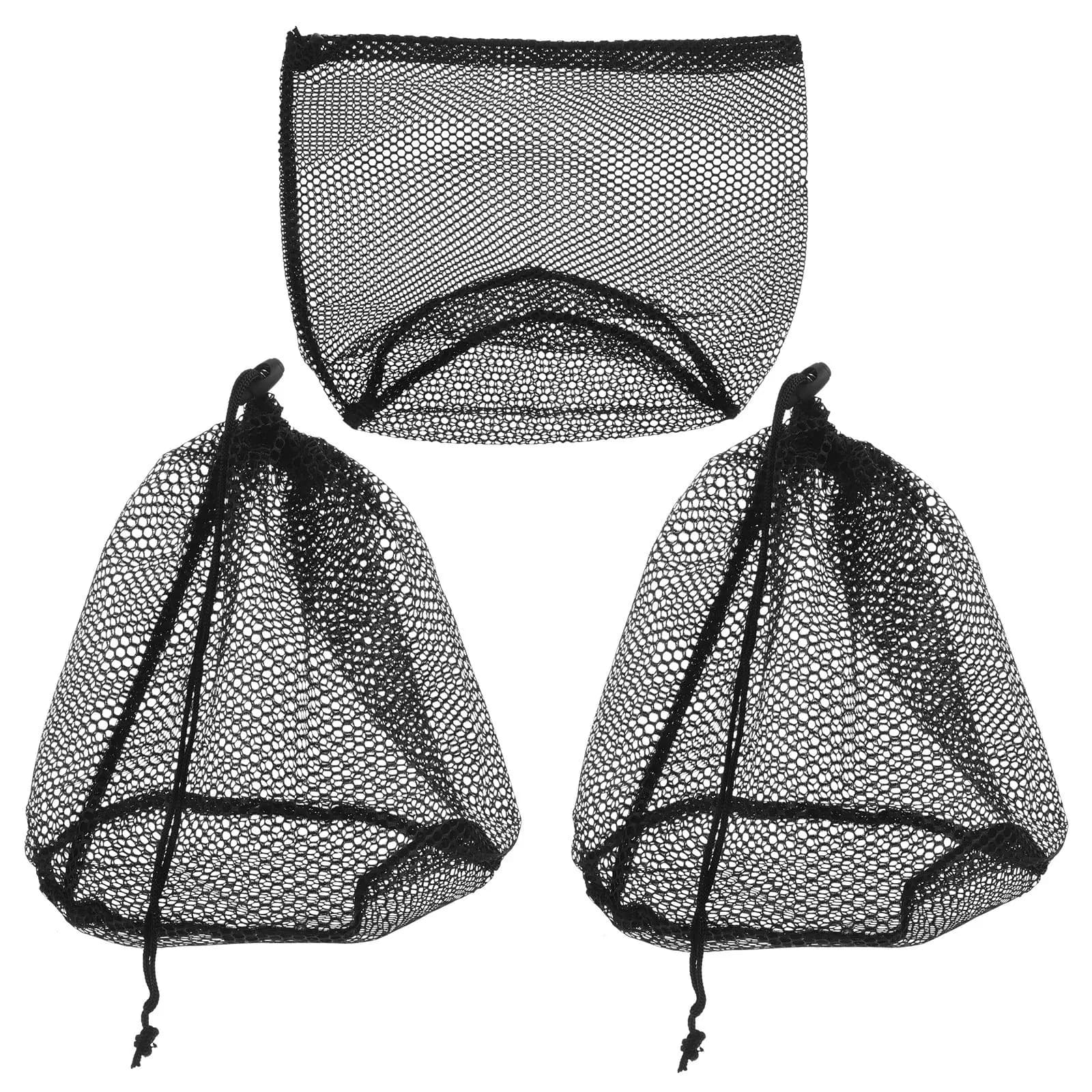 Set di 3 Sacchi per Bucato in Rete Nera, Resistenti con Cordoncino, per Delicati, Reggiseni, Organizzazione e Viaggio