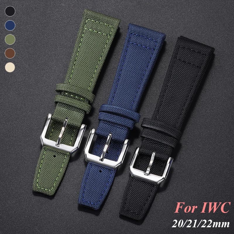 Nylon Canvas Watch Strap for IWC Pilot 20mm 21mm 22mm Strap Waterproof Sport Watch Strap Cowhide Wrist Belt Men Women Bracelet
