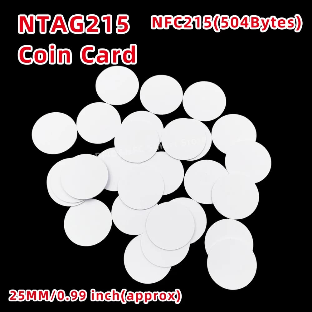 Scheda moneta NFC 215 Nt/ag215 ISO14443A Tag RFID 13,56 MHz 504 byte NFC Telefono universale Automazione personale NFC 215 Tag Card