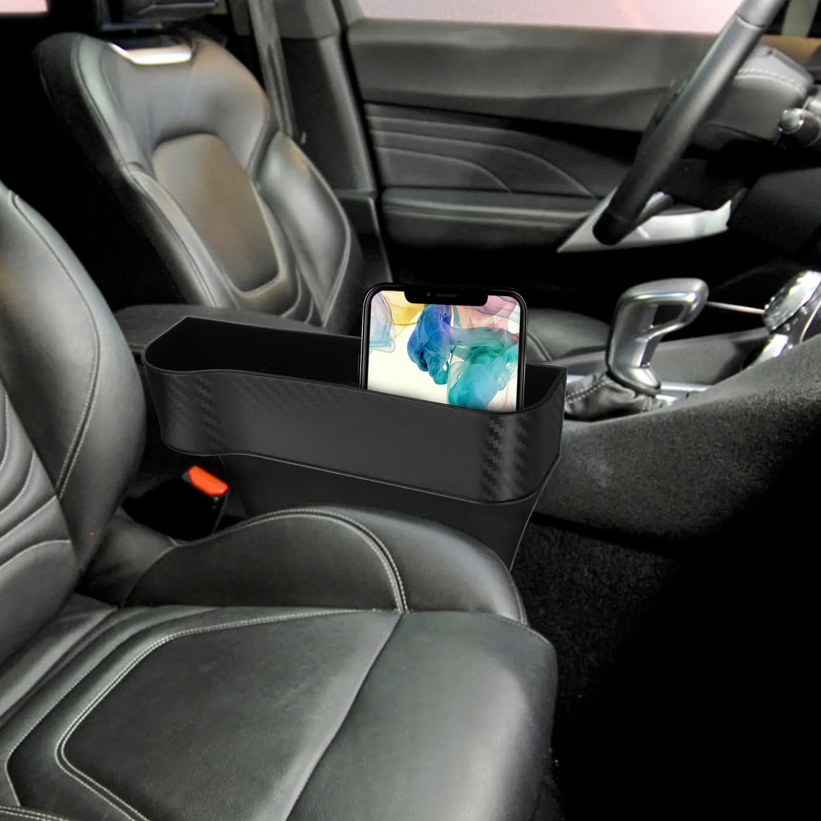 2 Pezzi Organizer per Fessure Sedile Auto, Contenitore Portaoggetti Anteriore, Organizer Multifunzione per Auto con Portabicchieri e Portabottiglie