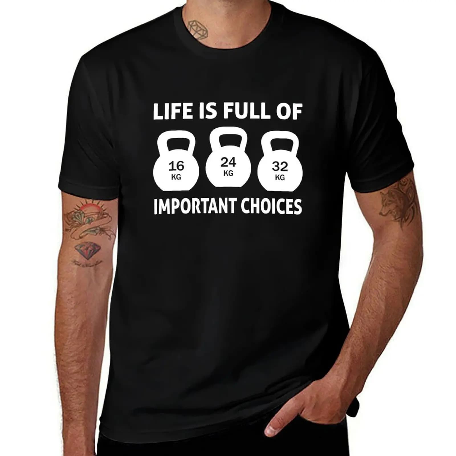 Life is full important choices Kettlebell T-Shirt Basic Crew Neck Short Sleeve Top T-Shirt