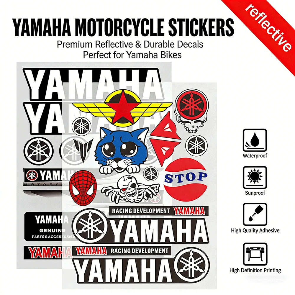 Adesivi Riflettenti per Moto con Motivi Cartoon, Impermeabili e Resistenti al Sole, Decalcomanie in Vinile per Carrozzeria e Casco