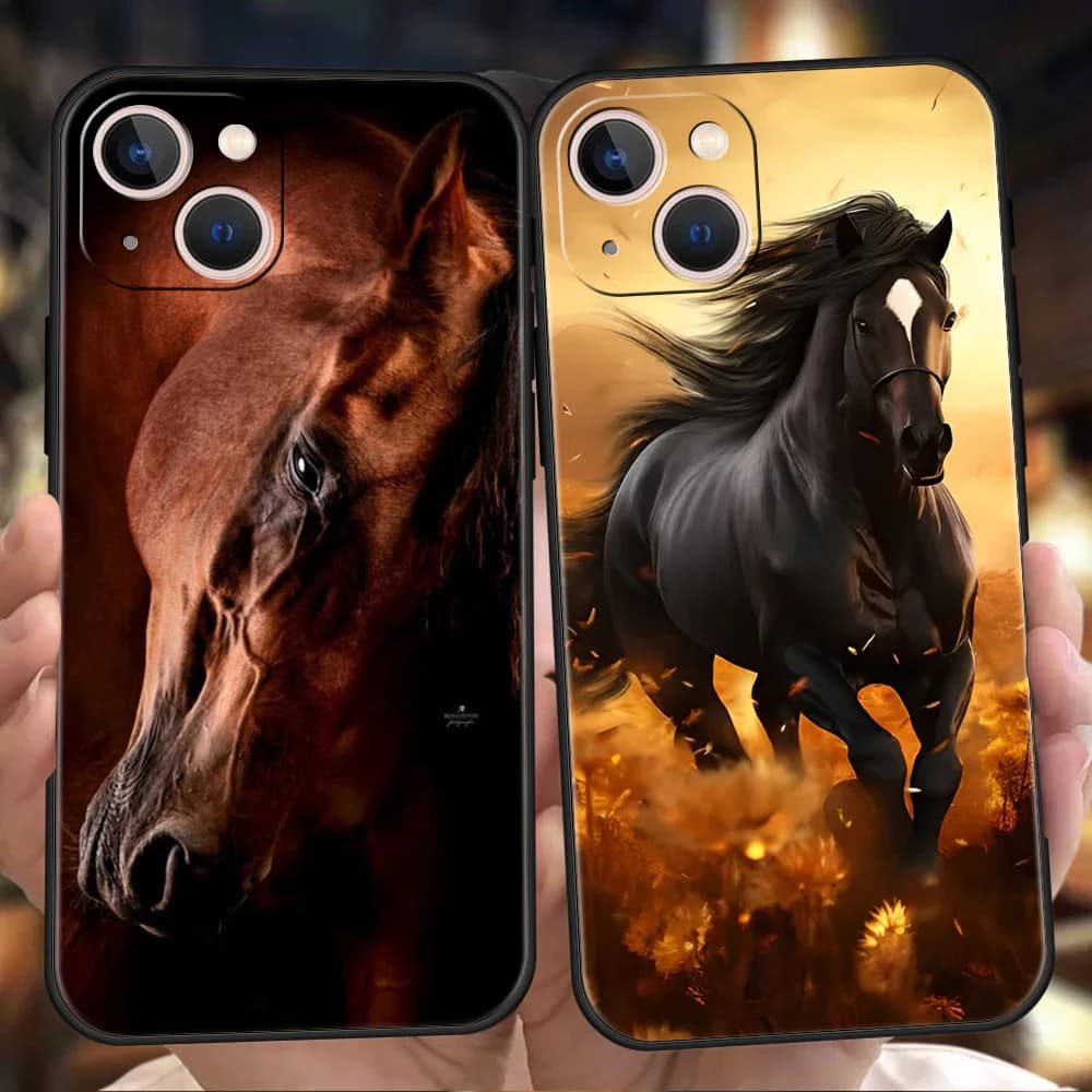 Horse Phone Case Cover for iPhone 15 14 13 12 Pro Max XR XS X 11 7 8 Plus SE 2020 13 Mini Silicone Soft Shell Capas Bags Coque