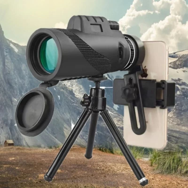 Telescopio Monoculare HD 80X100 con Zoom a Lungo Raggio, Prisma Bak4, con/senza Treppiede e Clip per Telefono, per Campeggio all'Aperto